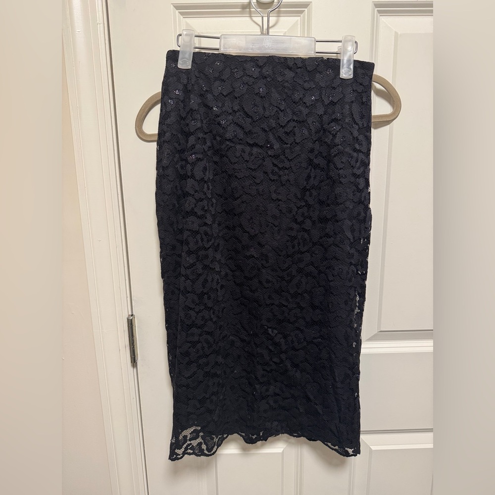 Zara Basic Black Lace Midi Skirt